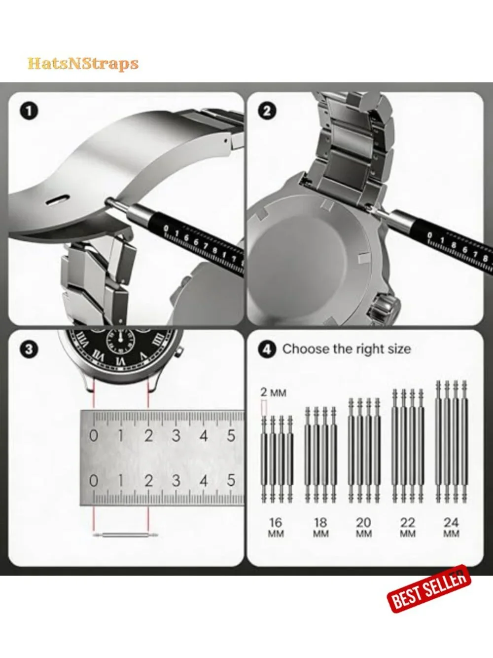 Watch Battery Replacement Tool Kit - Spring Bar Tool, Screwdriver, Case Opener,