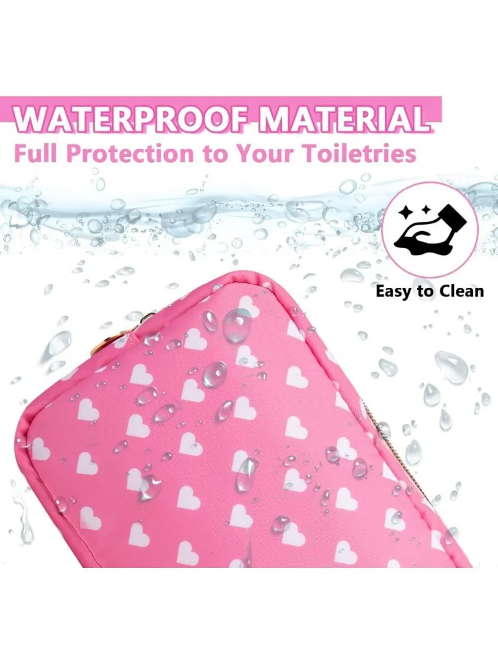 Cute Small Makeup Pouch for Purse, Waterproof Travel Toiletry Bag, Zippered