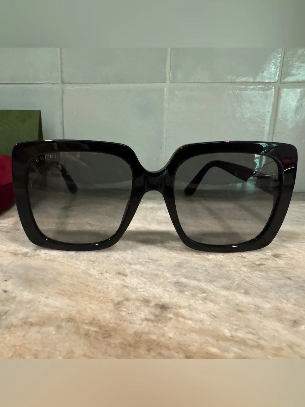 Gucci Black Square Oversized Women's Sunglasses