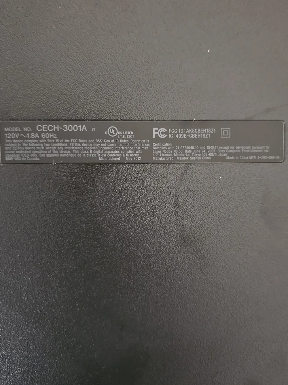 Sony PS3 Slim Console with Black Controller and AV Cables
