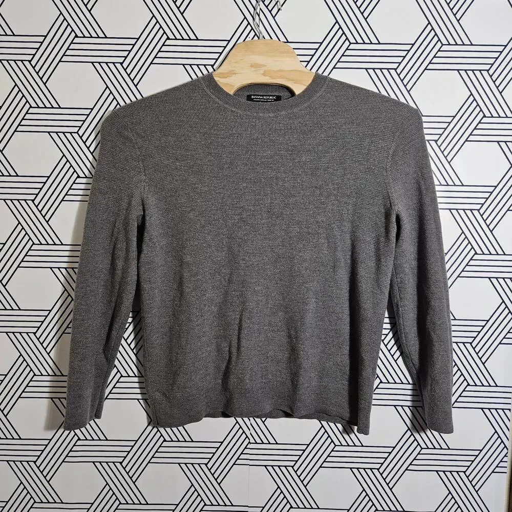 Banana Republic Baruffa Italian Yarn Wool Quiet Luxury Mens Classic Crewneck