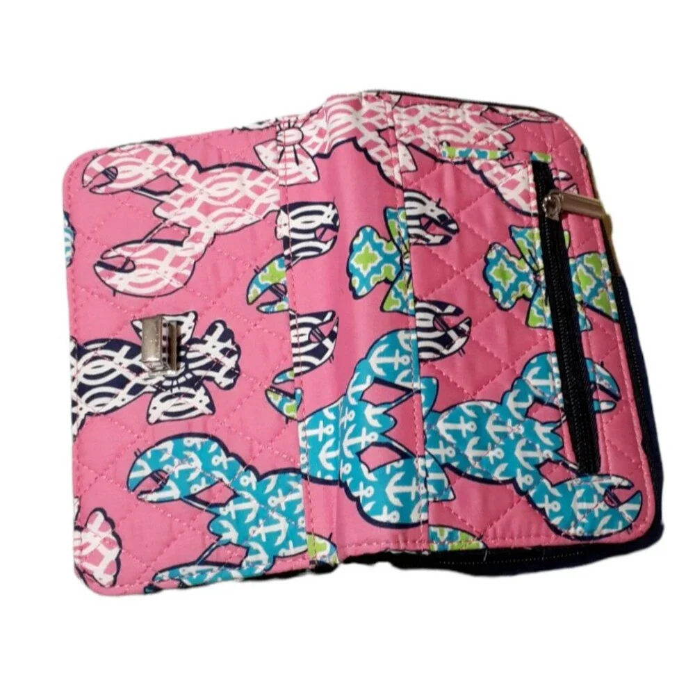 Unbranded Women's Card Coins Turn Lock Wallet in Pink Lobster Print