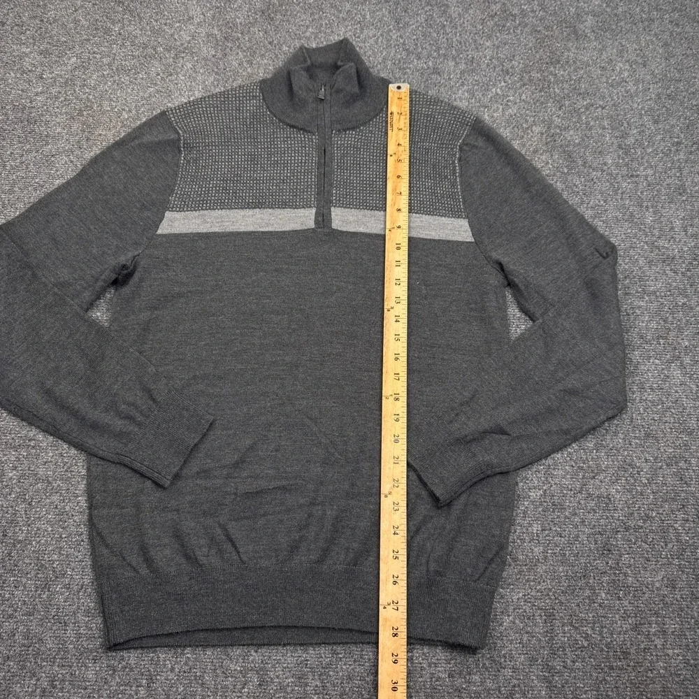 Banana Republic Merino Wool Sweater‎ Mens Size Medium Dark Gray 1/4 Zip Knit