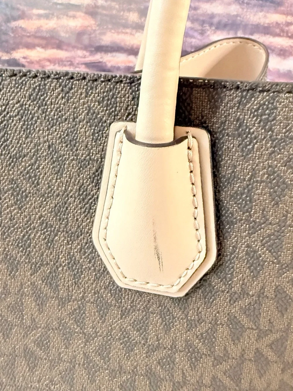 Michael Kors Brown & Pale Pink Logo Tote with Gold Hardware