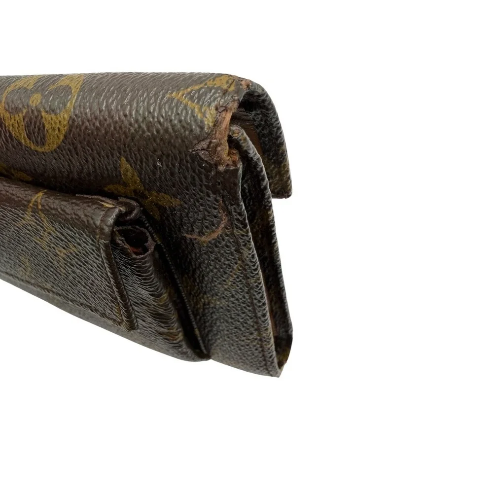Louis Vuitton Envelope Wallet Women Vintage Brown Monogram Coated Canvas Luxury‎