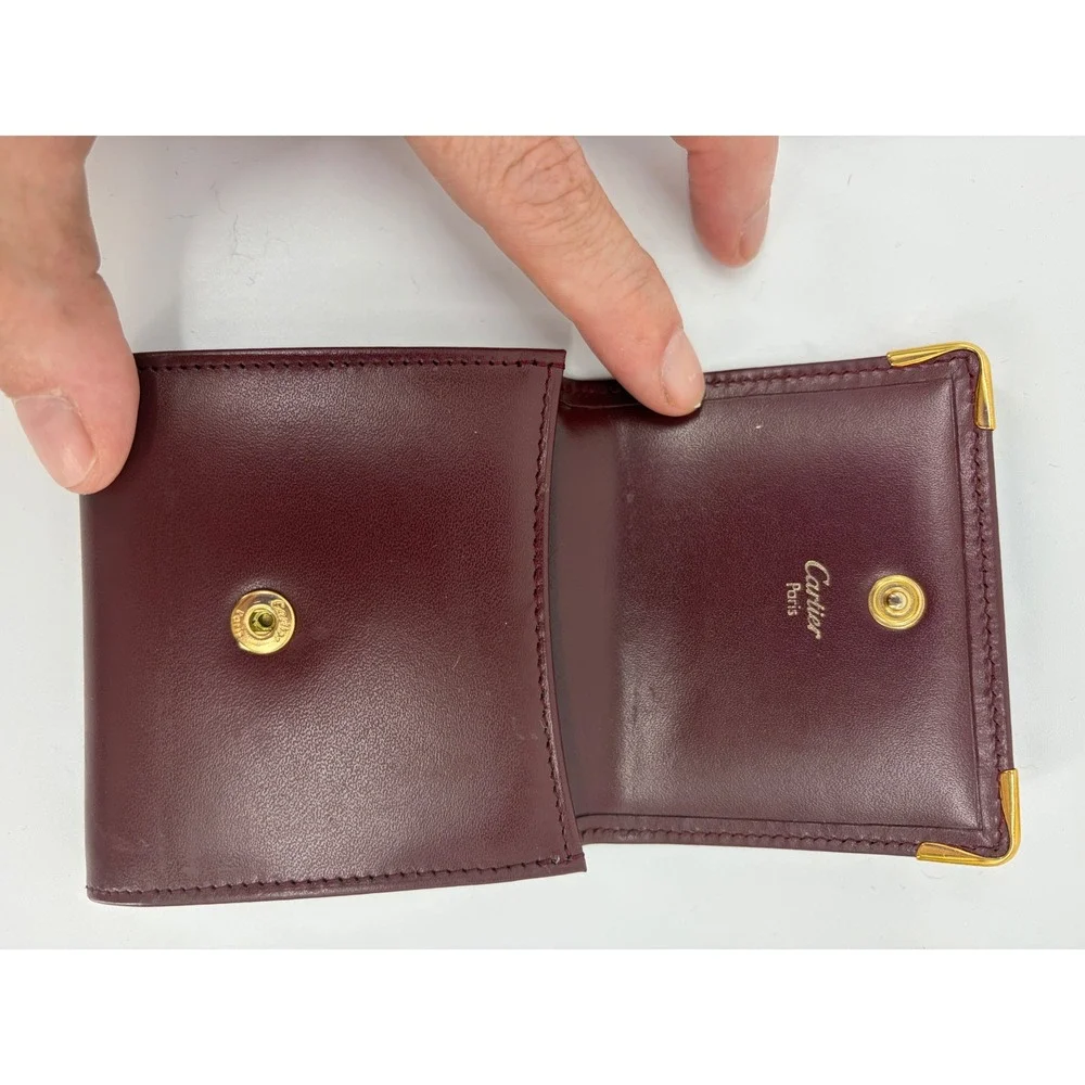 Authentic Vintage Cartier Paris‎ Mastline Burgundy Leather Wallet Made In France