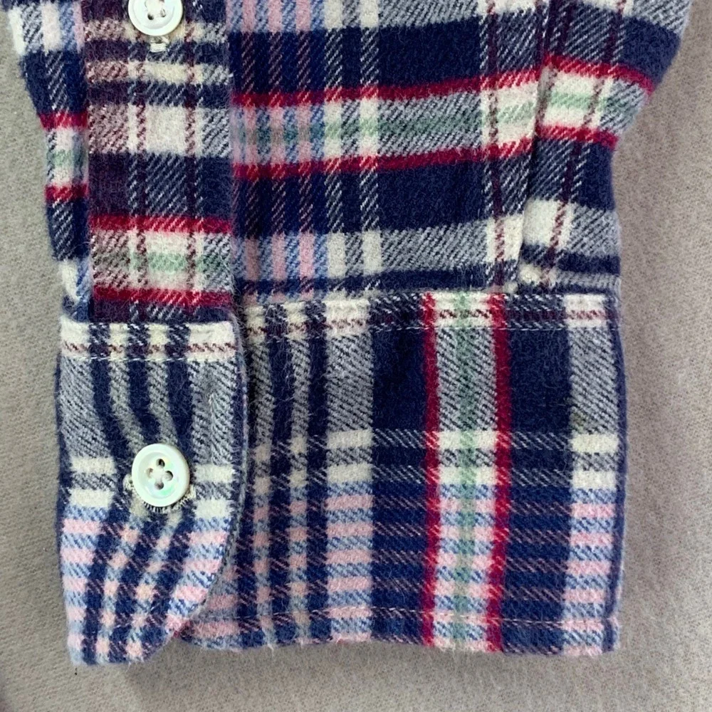 J.CREW Portugese Flannel Shirt Mens Large Blue Plaid L/S Button Down Work Casual