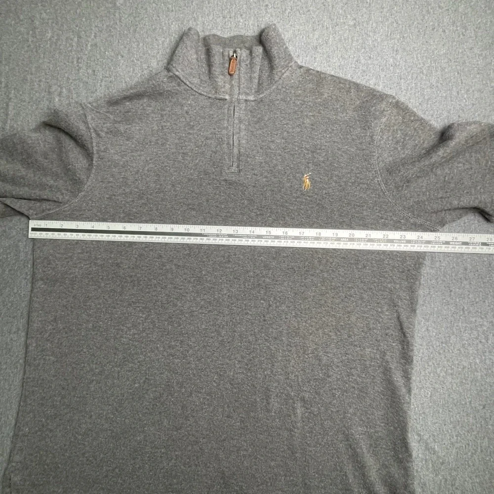 Polo Ralph Lauren Mens Estate Rib Quarter Zip Pullover‎ Charcoal Grey Large L
