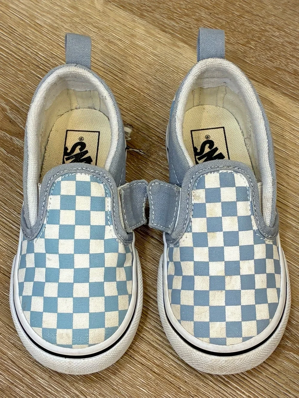 Vans Toddler Classic Slip-On V Shoes Dusty Blue Checkerboard US 8 EU 24.5 14cm