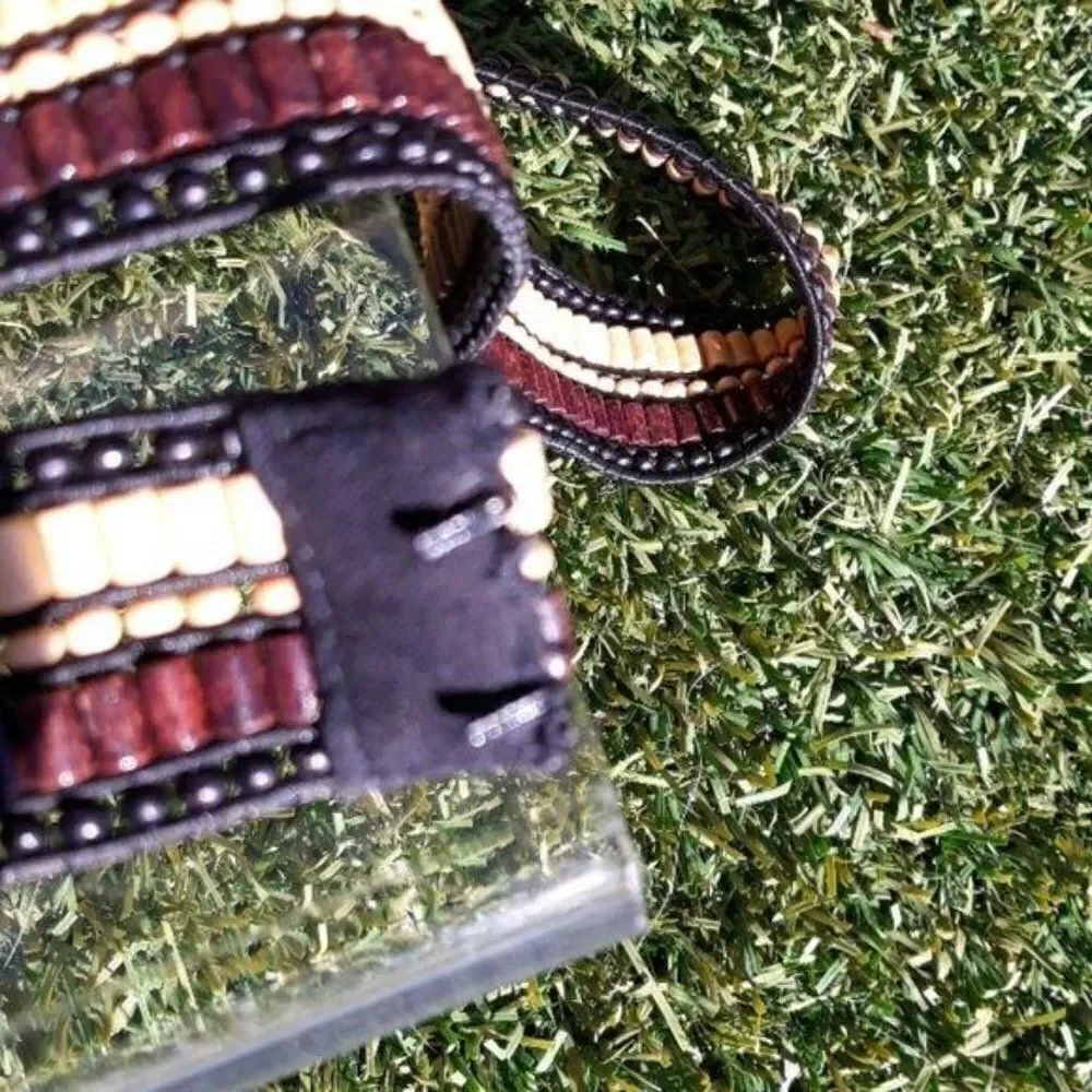 Loft Belt Beaded Tribal Wood 1