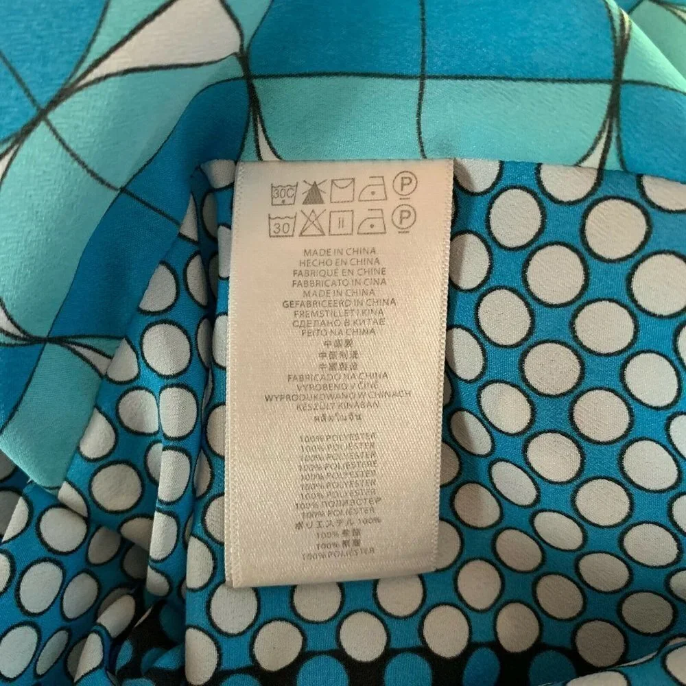 Michael Kors Blue Multi Color Geometric Print Top