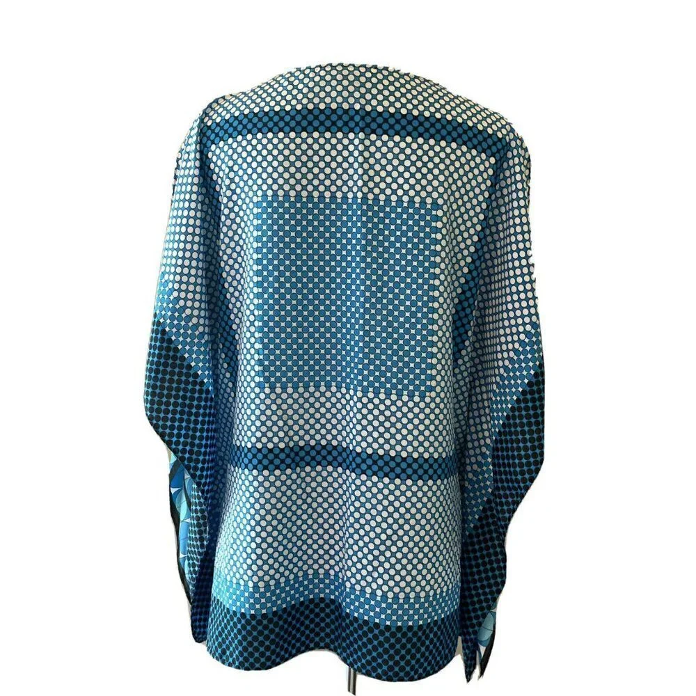 Michael Kors Blue Multi Color Geometric Print Top