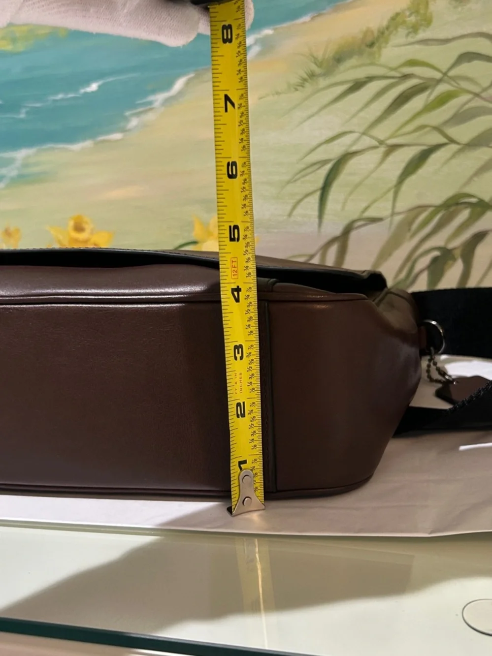 Coach Charles Dark Brown Mahogany Leather Messenger Bag with Black Strap