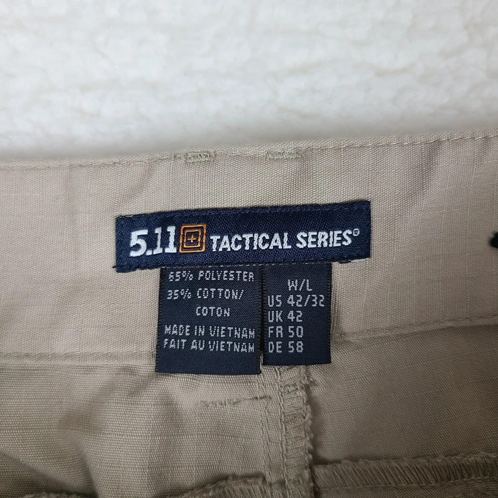 5.11‎ Tactical Series Pants Mens 42x32 Beige Chino Khakis Cargo Adjustable Waist