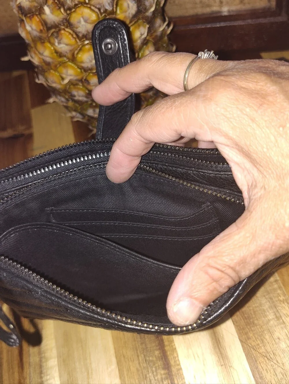 Black Quilted Wristlet Clutch - Women's Leather Style