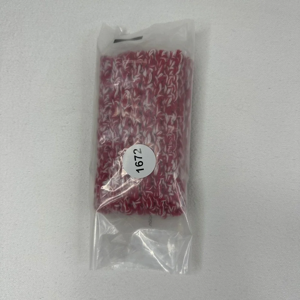 Created By Cyd Red White Marled Crochet Cotton Handmade Headband Ear Warmer NEW