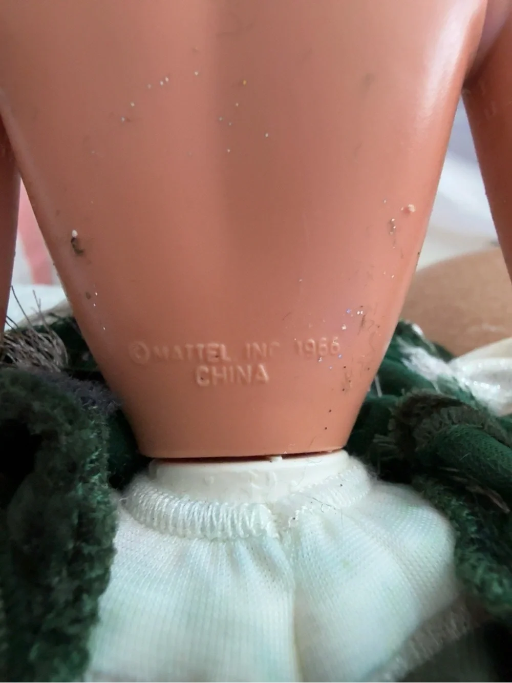 Barbie Green Velvet Dress with Silver Mesh Detail