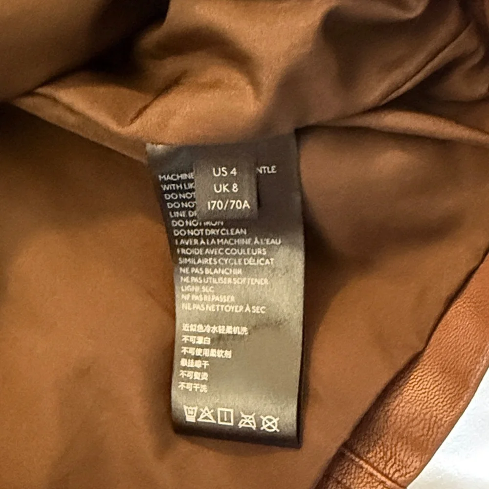 Free People Elegant Brown Faux Leather Skirt, Size 4