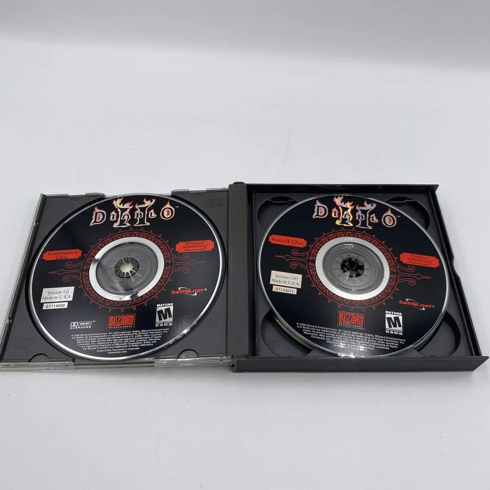 Vintage Diablo II PC‎ Mac CD-ROM 3 Disc Set Blizzard Jewel Case v1.03
