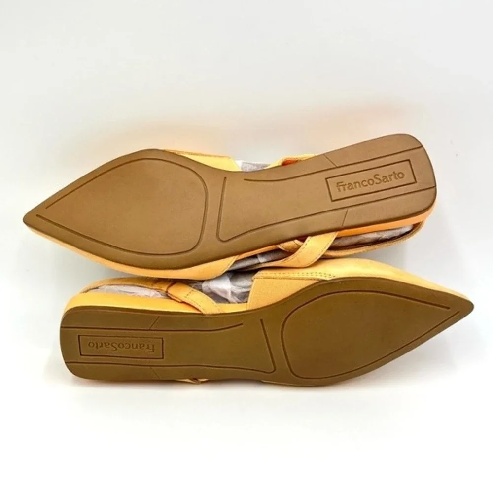 Franco Sarto Size 5.5 Canary Melon Orange Suede Leather Point Toe‎ Flats Shoes