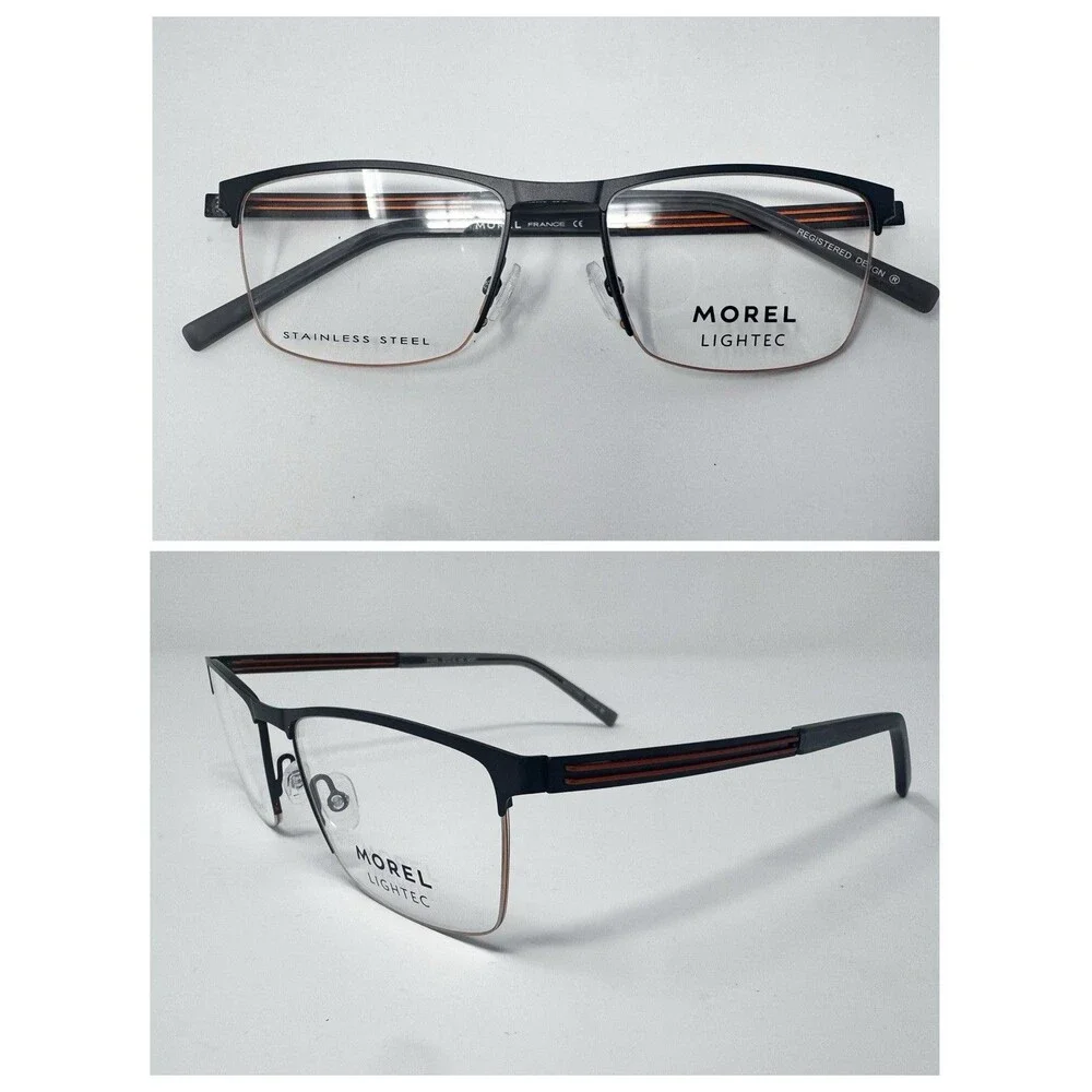 Morel Lightec 30280L 52-18-145 Eyeglass Frames Gunmetal Orange France