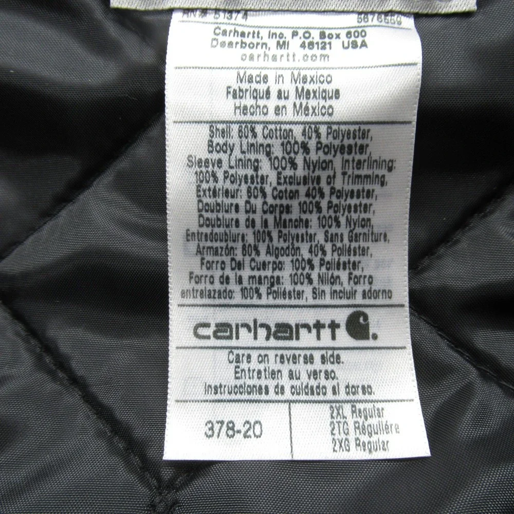 Carhartt Jacket Mens 2XL Navy Blue Quilted‎ Lined Barn Coat Zip Pockets NWD