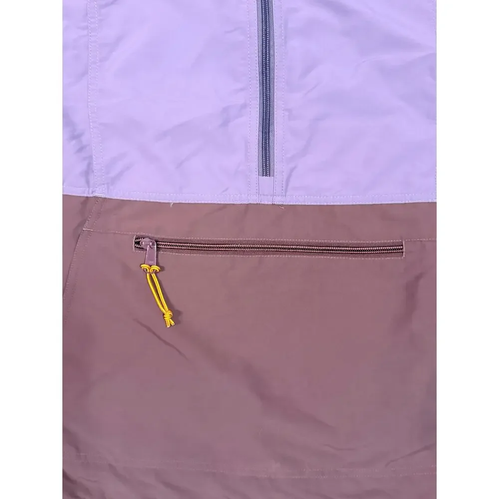 L.L.Bean Hooded Anorak Windbreaker Jacket Men's L Purple Brown Half Zip Nylon