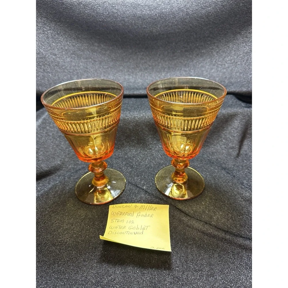 2-Duncan and Miller Water Wine Goblet Waterford Pattern Early Pressed‎ Pattern