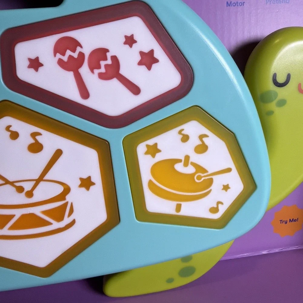Gigglescape Electronic Turtle Drum Musical Toy Lights Up Ages 2+ Multicolor