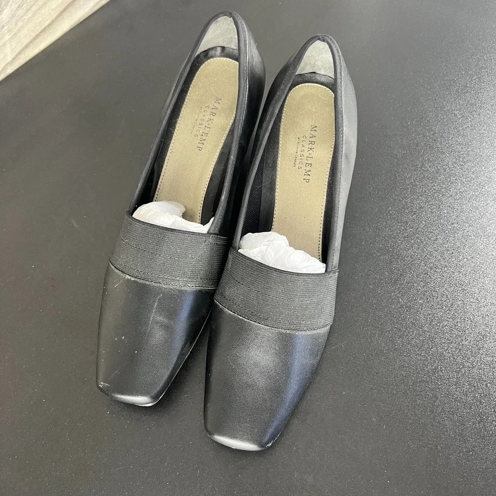 Mark Lemp Classics Pump Heels‎ Women's Size 10N Black Leather Comfort Slip On