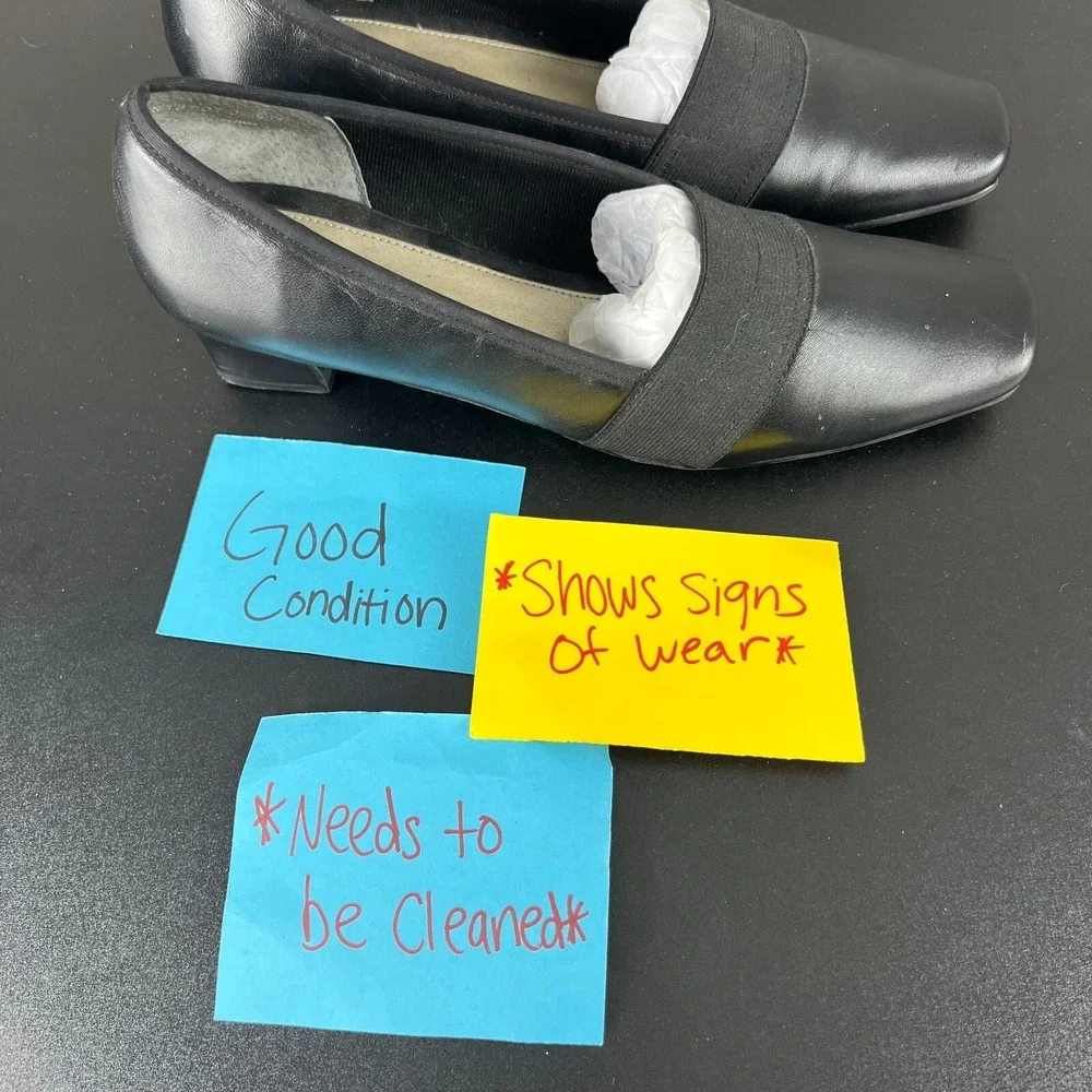Mark Lemp Classics Pump Heels‎ Women's Size 10N Black Leather Comfort Slip On