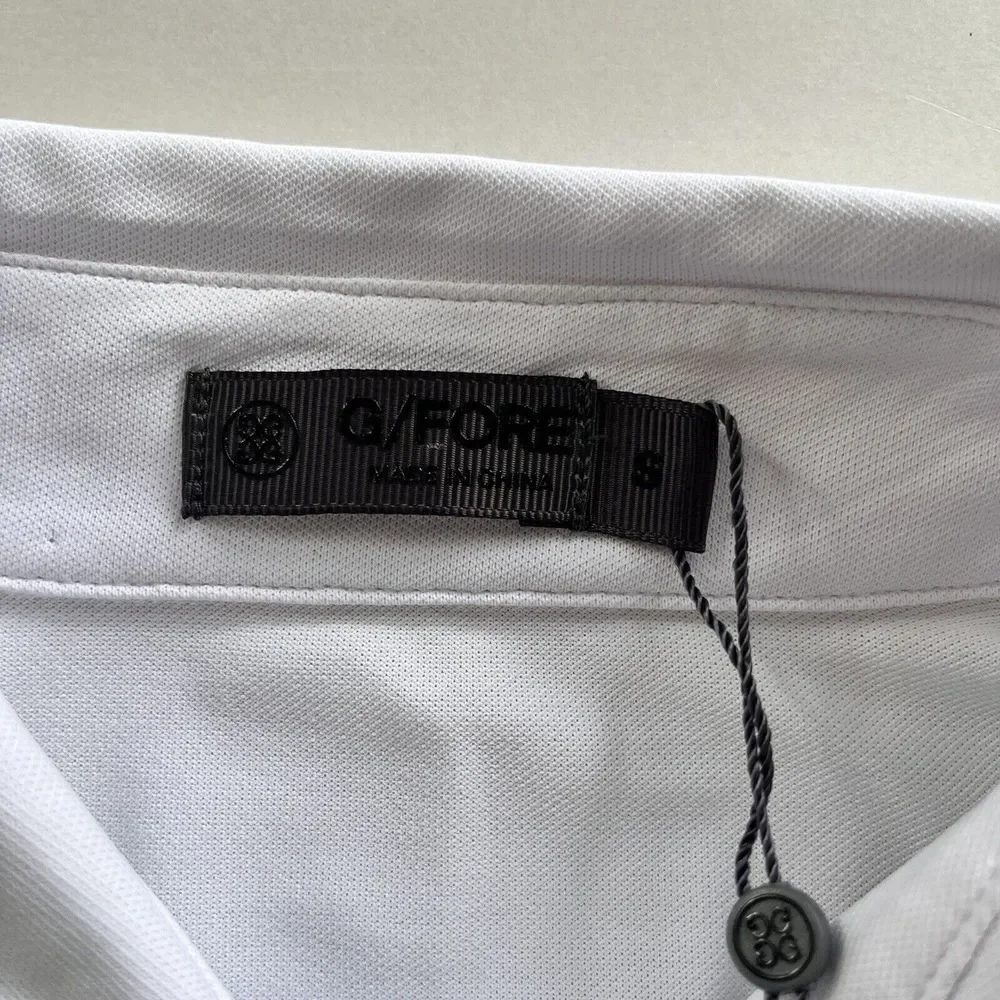 New G Fore White with Green Striped Golf Polo Mens‎ S