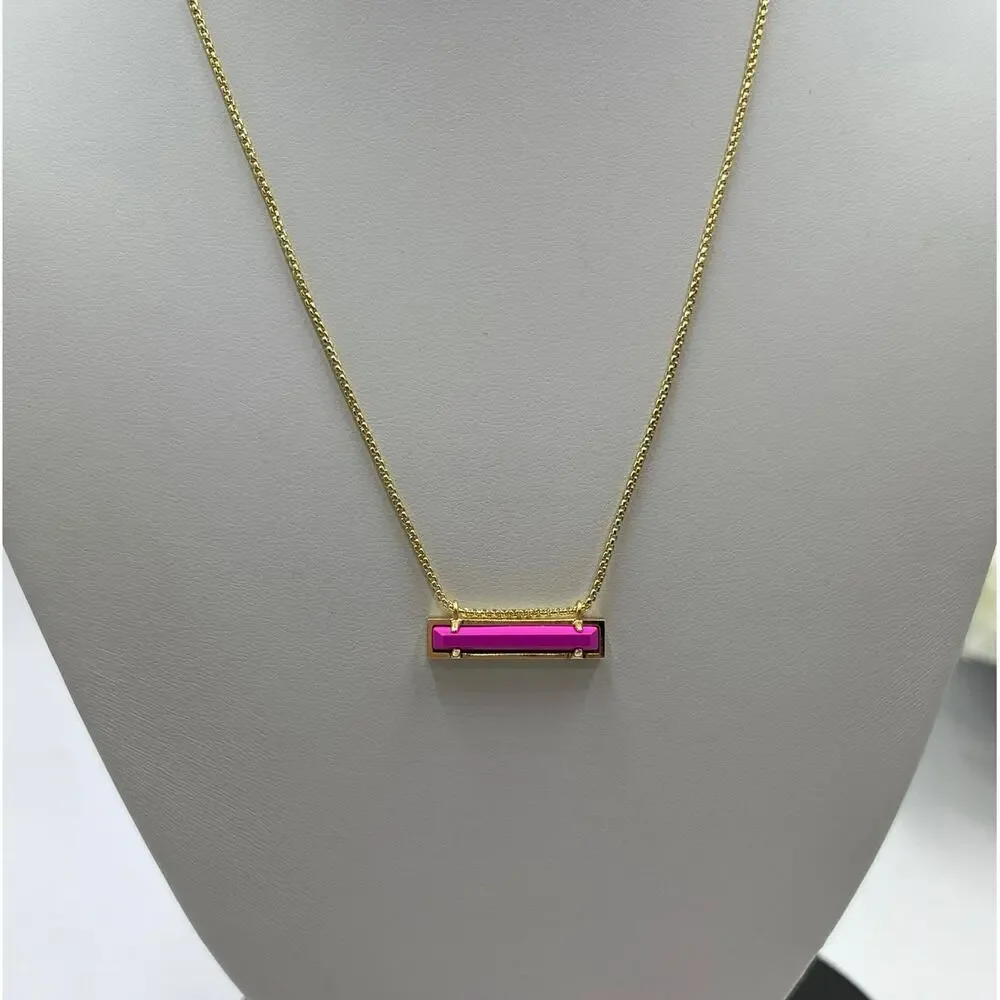 Kendra Scott Leanor Bar Bright Pink Magenta‎ Pendant Necklace New