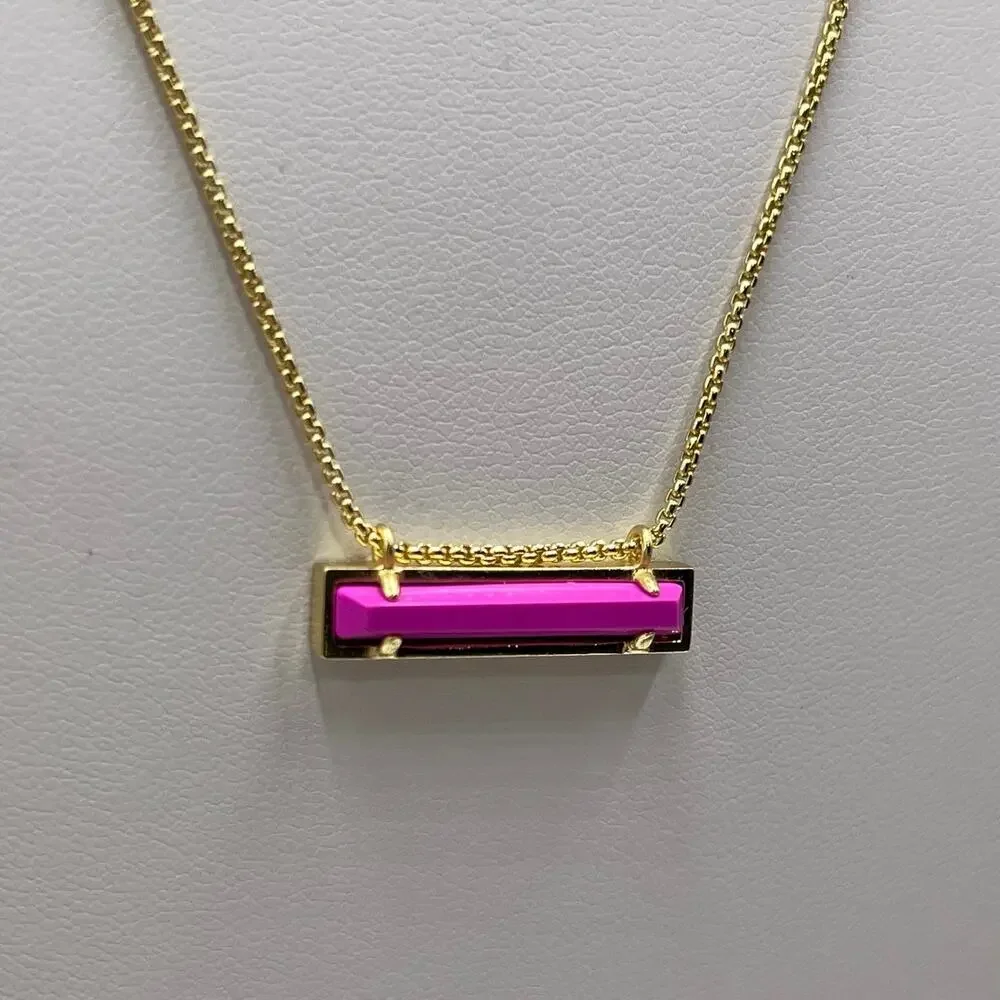 Kendra Scott Leanor Bar Bright Pink Magenta‎ Pendant Necklace New