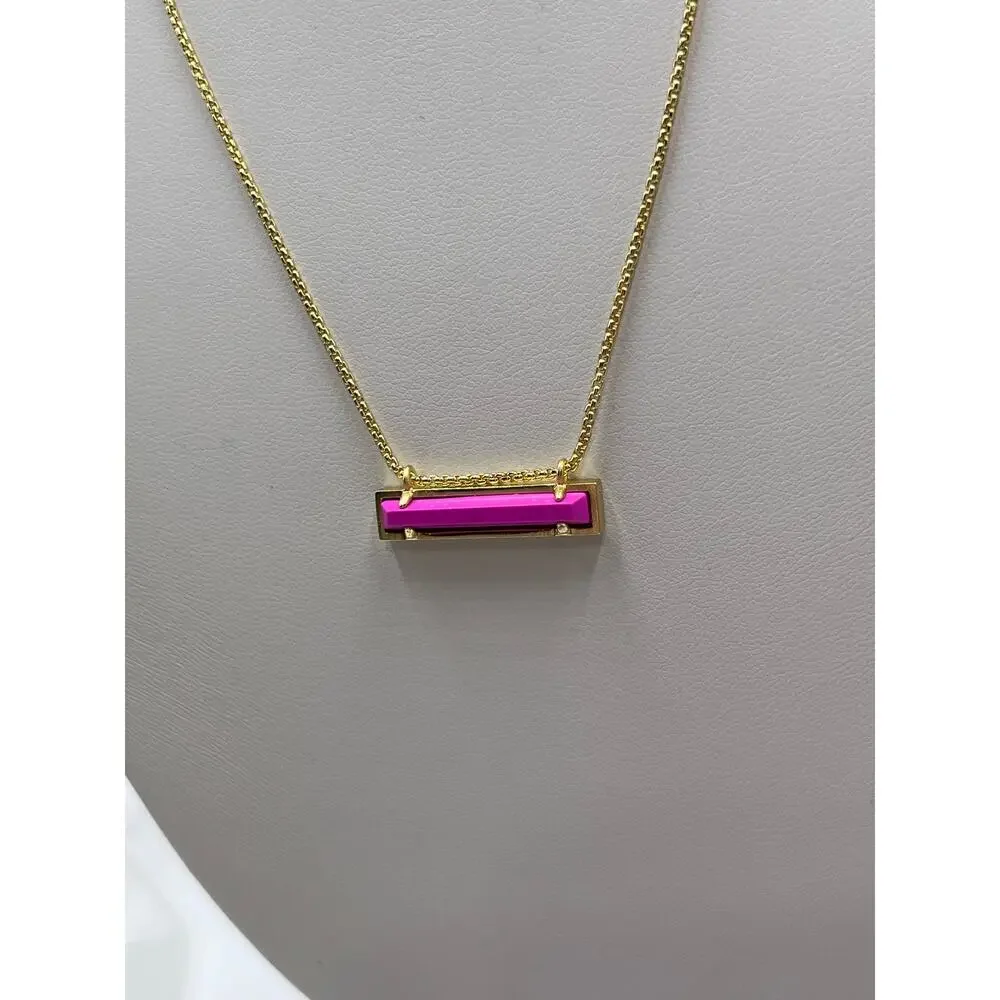 Kendra Scott Leanor Bar Bright Pink Magenta‎ Pendant Necklace New