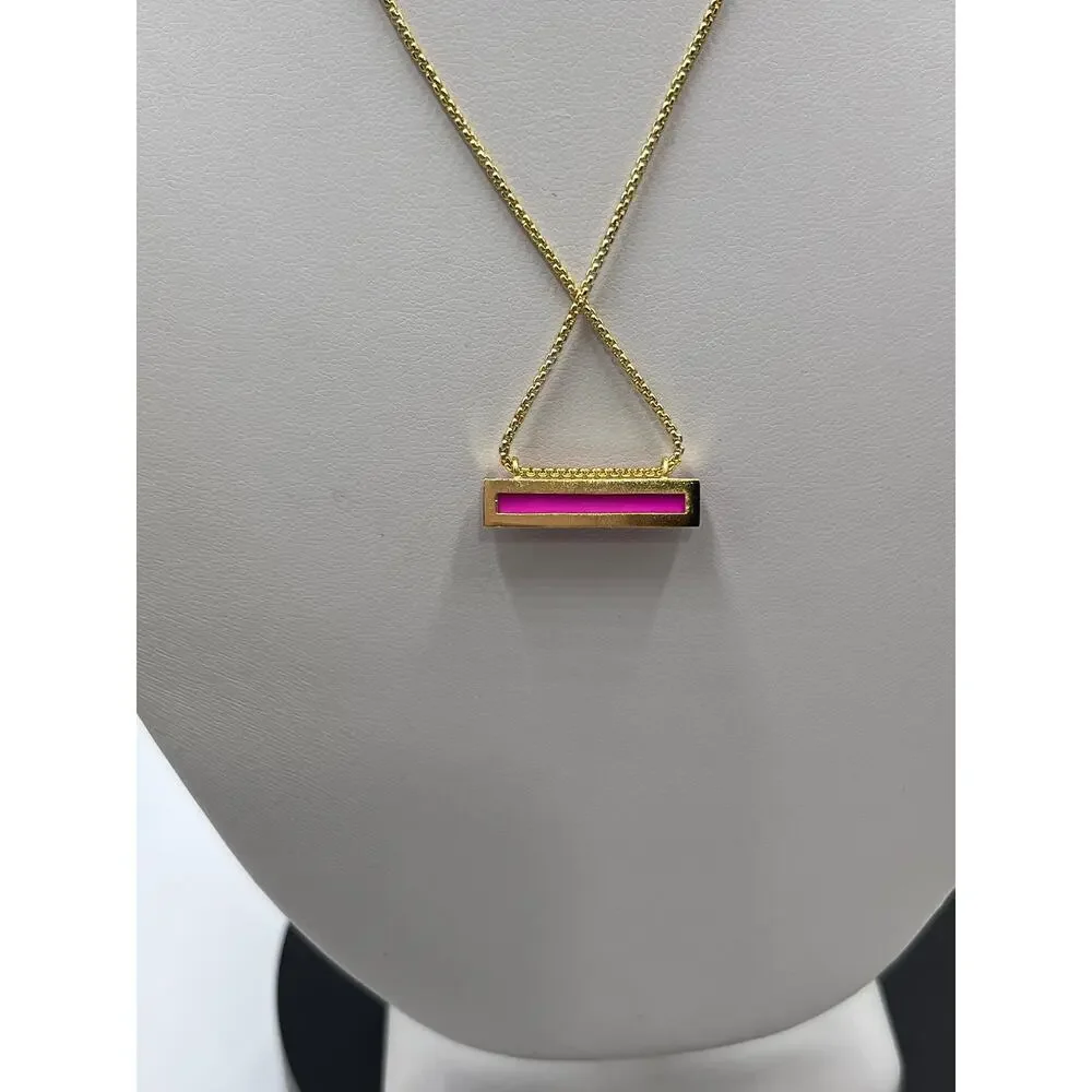Kendra Scott Leanor Bar Bright Pink Magenta‎ Pendant Necklace New