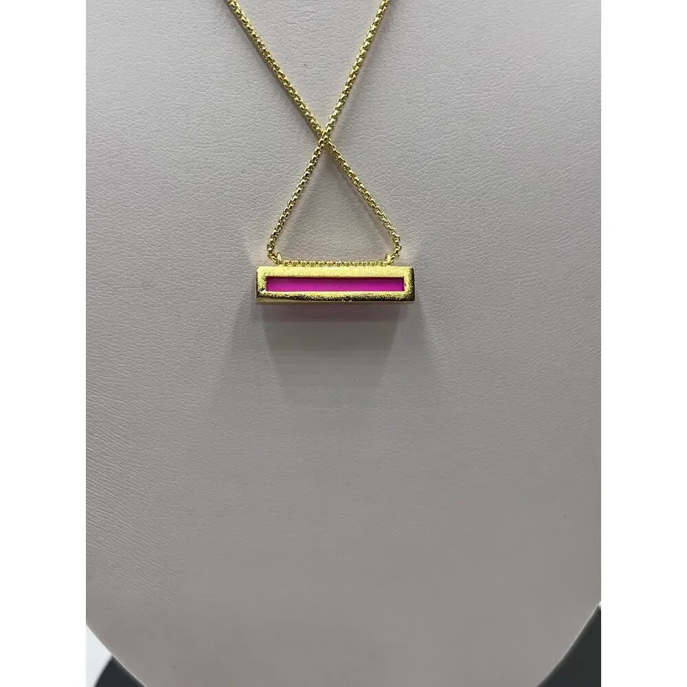 Kendra Scott Leanor Bar Bright Pink Magenta‎ Pendant Necklace New
