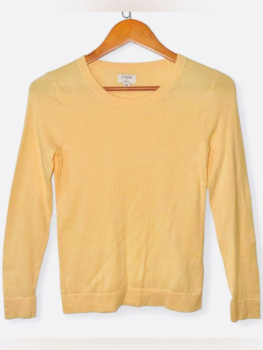 New J. Crew Vintage Style Teddie Yellow 100% Cotton Retro XS Crewneck Sweater