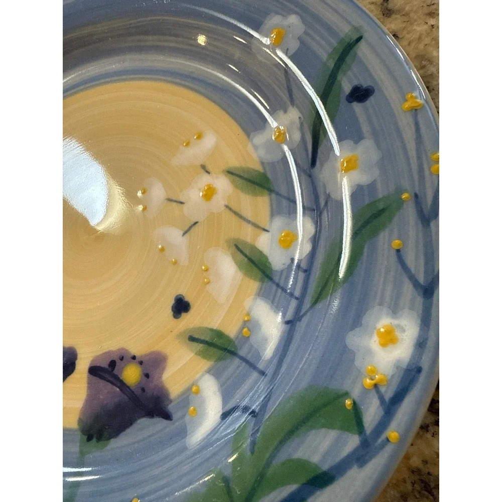 Hartstone Carlisle Home Products Handpainted Floral‎ Stoneware Plate Blue
