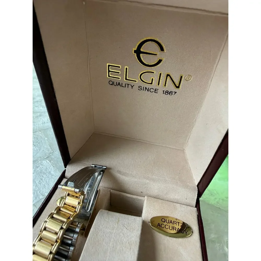 Elgin Women’s Gold Tone Wrist Watch Blue Face EUC