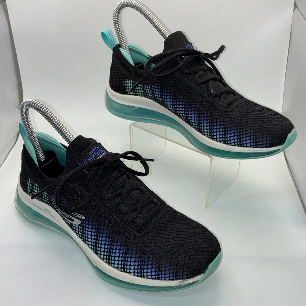 Skechers Skech-Air Dynamight Winly Black Teal‎ Sneakers 149408 Womens 6.5