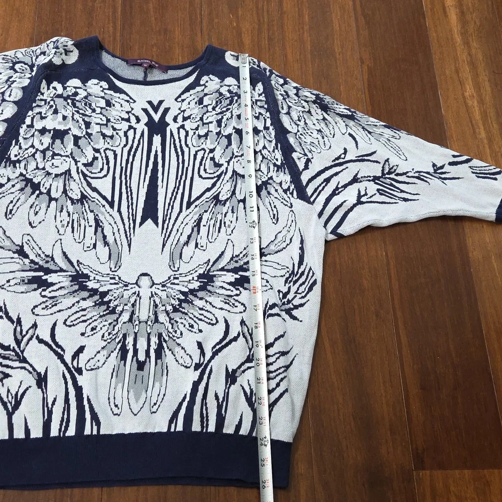 RACHEL ROY LIGHTWEIGHT NAVY BLUE WHITE & GRAY BUTTERFLY MOTH ANGEL WINGS MEDIUM