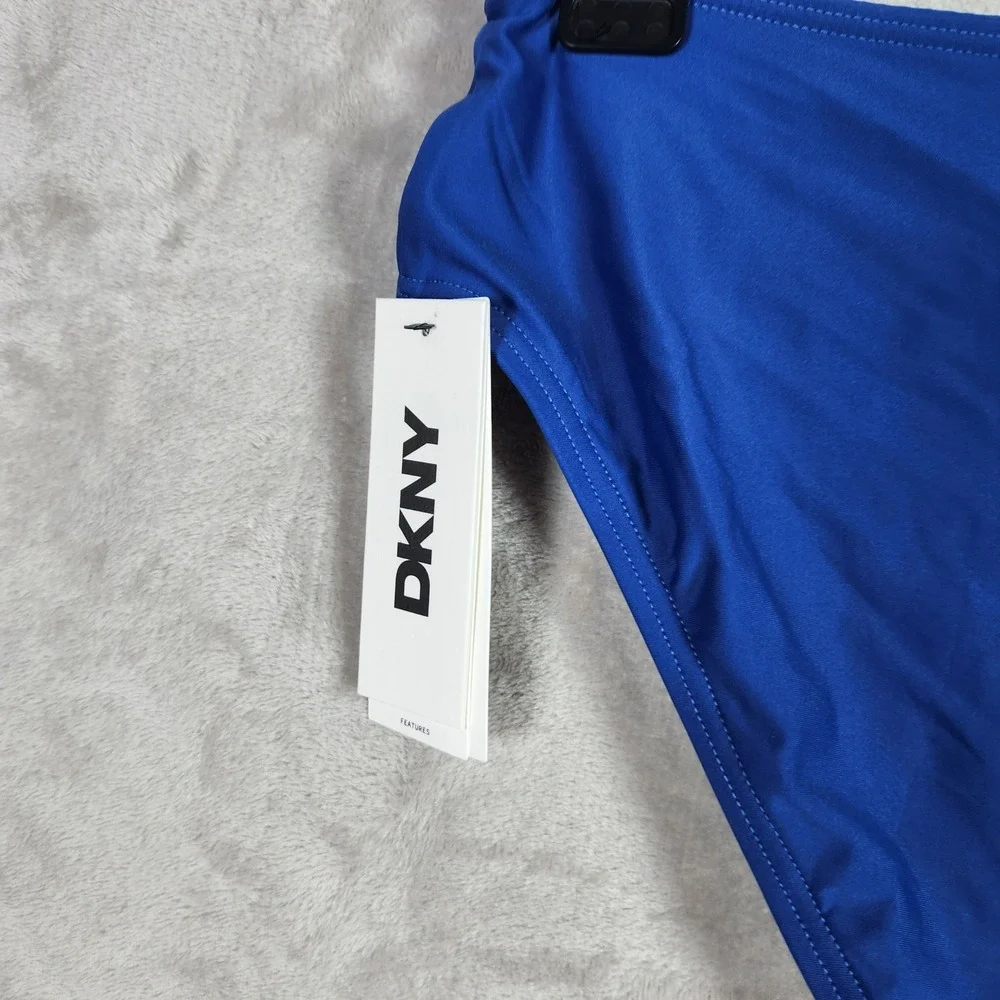 DKNY‎ Bikini Bottom Womens Small Blue High Waist Swimsuit Swimwear Resort Beach