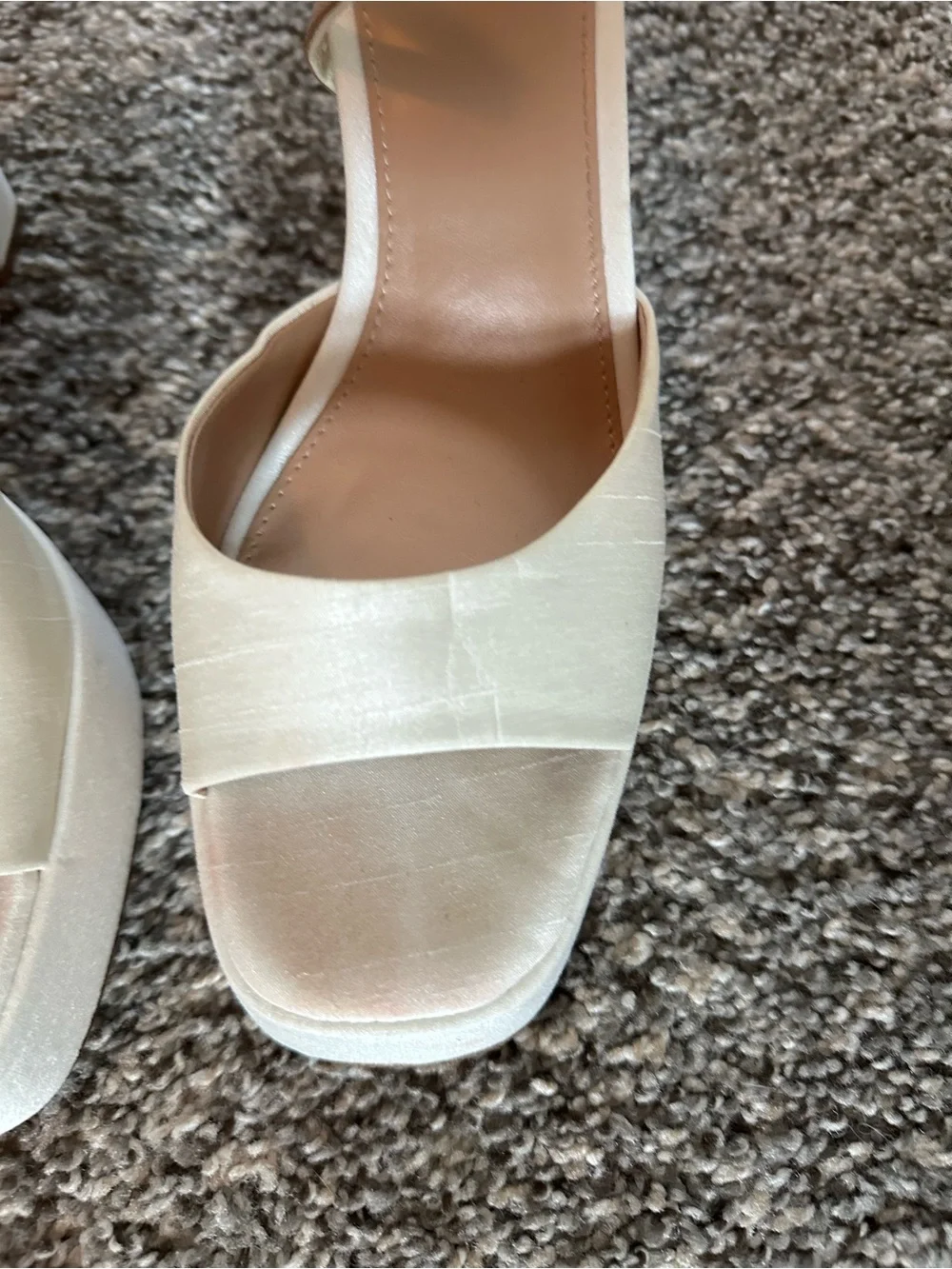 Steve Madden Cream Open-Toe Slingback Heels