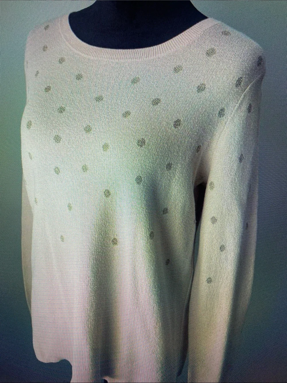 LOFT Cream Sweater with Gold Polka Dots