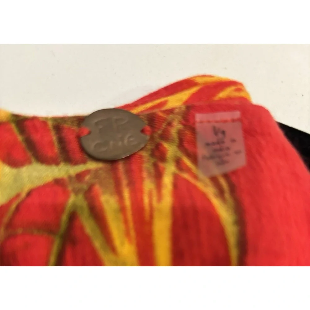 Free People One Pants L Red Aloha Floral Tie Waist Wide Leg Boho Resort Vacation