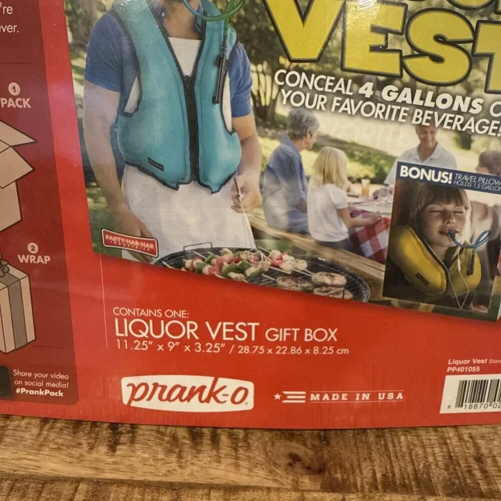 Liquor Vest Prank Gift Box Fake Packaging Present Booze Beer Lover Drinker
