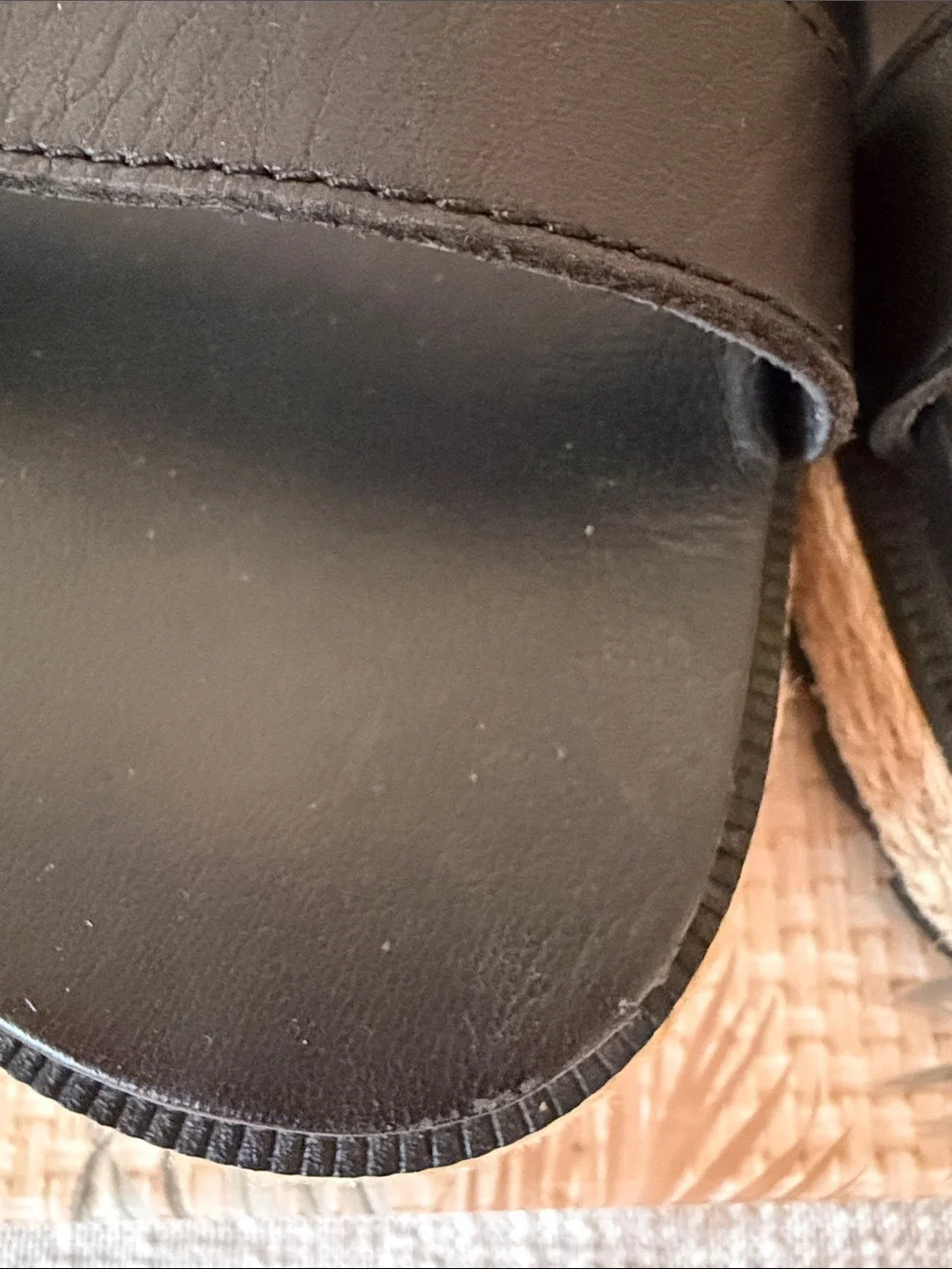 Sorel Black Leather Double-Strap Slide Sandals with Brass Buckles