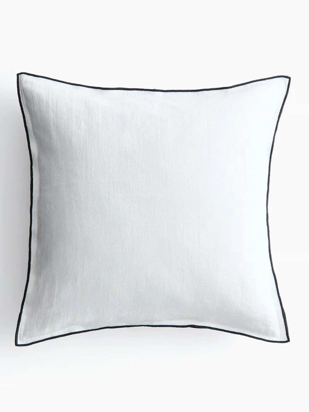 NWT H&M Premium Selection Home Linen Blend Cushion Cover White with Black Piping