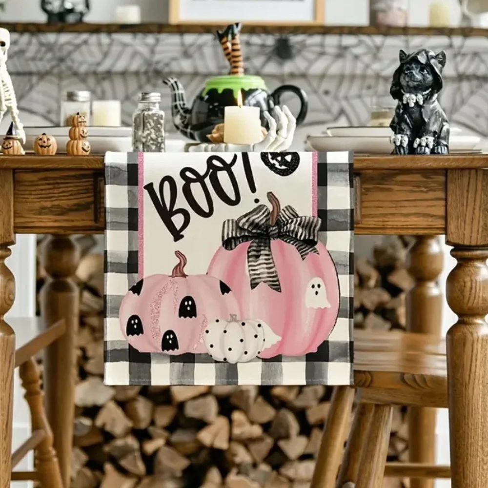 (New in package)Halloween Table Runner with Pink Pumpkins